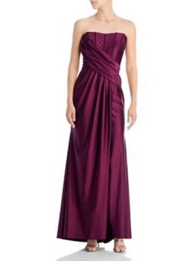 Aqua Strapless Plum Evening Gown
